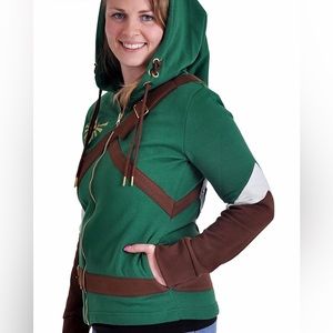 NINTENDO Bioworld Legend of Zelda Female Link Cosplay Outfit Full Zip Hoodie M